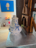 "I believe” vase blue & white 2