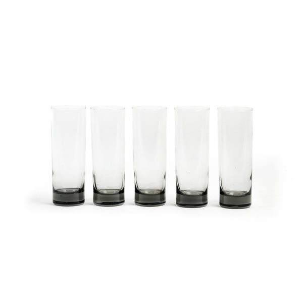 Vintage Highball Glass Set in Black Glass